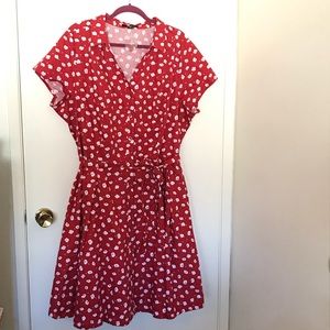 Ellos Red Dress with White Flowers NWOT XXL